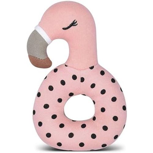 Apple Park Organic Farm Buddies - Franny Flamingo Teething Rattle, Baby Toy for Infants - Hypoallergenic, 100% Organic Cotton