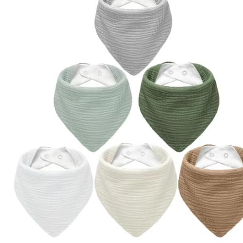 Paquete de 6 Baberos de Muselina para Bebé, Baberos Bandana para Babeo 100% Algodón para Niños y Niñas Unisex, Juego Suave y Absorbente para la Dentición y el Babeo