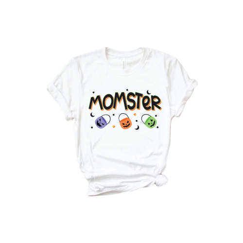 'Momster' Adult Halloween Graphic Tee in White | Caden Lane