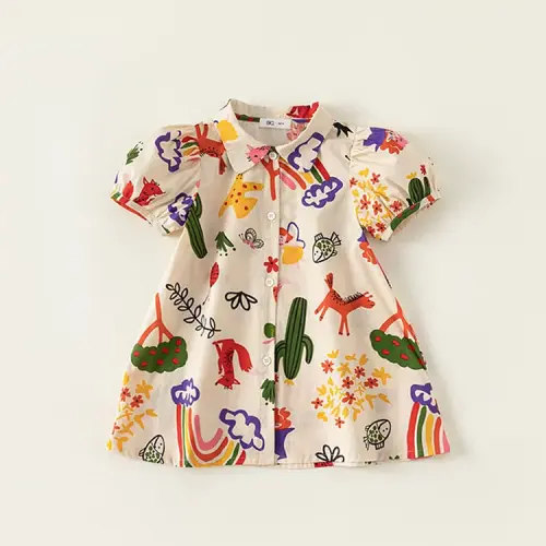 Toddler Girl Rainbow Cactus Dress