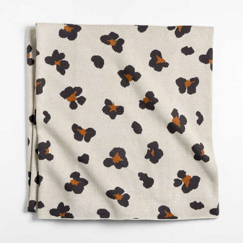 Converse Intarsia Knit Leopard Floral Organic Cotton Kids Throw Blanket