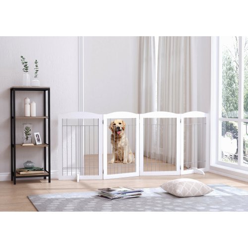 Spirich Freestanding Foldable Wire Dog Gate