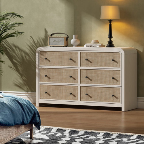 Bay Isle Home™ Rattan 6-Drawers Dresser,Thickened Curved Profile Design & Reviews | Wayfair