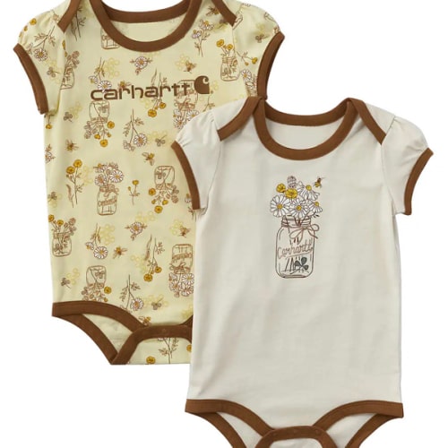 Girls' 2-Piece Short Sleeve Bee Print Bodysuit Set (Baby) | Spring Layering | Carhartt