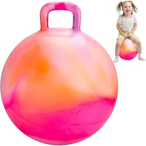 INPODAK Hopper Ball 18 Inch Bouncy Ball with Handle for Kids, Hippity Hop Jumping Bounce Hopping Toy for Boys Girls Ages 3-6 Includes Pump and Gift Box Great Gift for Birthday