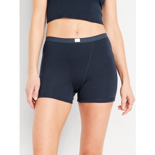 High-Waisted Ribbed Boyshort Briefs -- 3-inch inseam