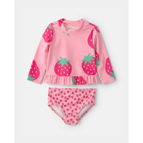 Baby Girl 2-Piece Strawberry Rashguard Swimsuit Set - Pink | Carter's
