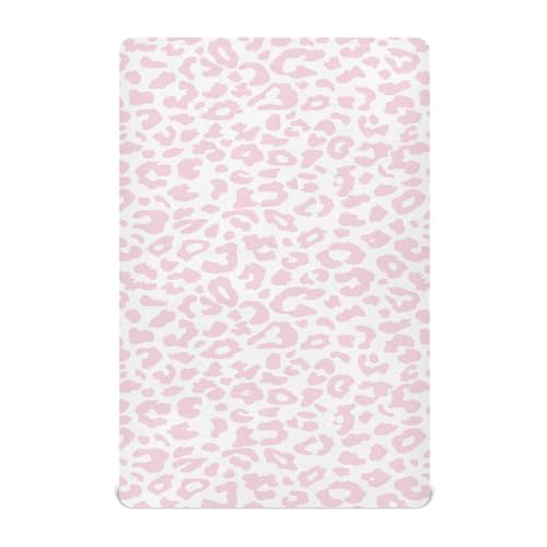 Pink Leopard Print Baby Crib Sheets Cheetah Animal Skin Daesign Pattern Mattress Cover Funny Toddler Bed Sheets Standard Fitted Crib Sheets for Unisex Boys Girl 28x52 Inch
