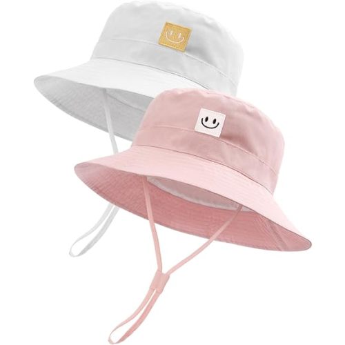 FURTALK Baby Sun Hat Toddler Bucket Hat Beach Smile Face UPF 50+ | Stays in the Wind, Breathable UPF 50+ Hat Grows with Baby (0-10Y), Perfect UV Protection for Summer Beach or Park Trips