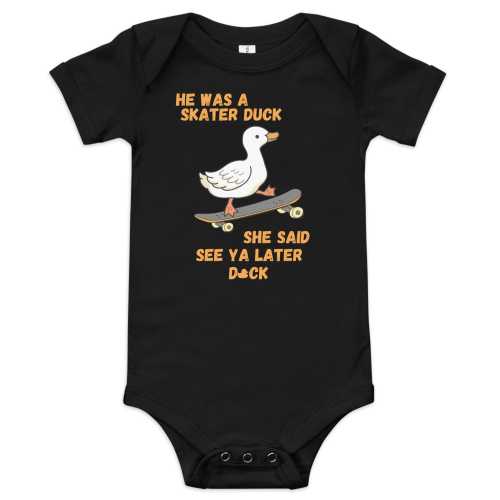 Skater Duck Baby One Piece, Pop Punk Emo Style, Cotton Bodysuit