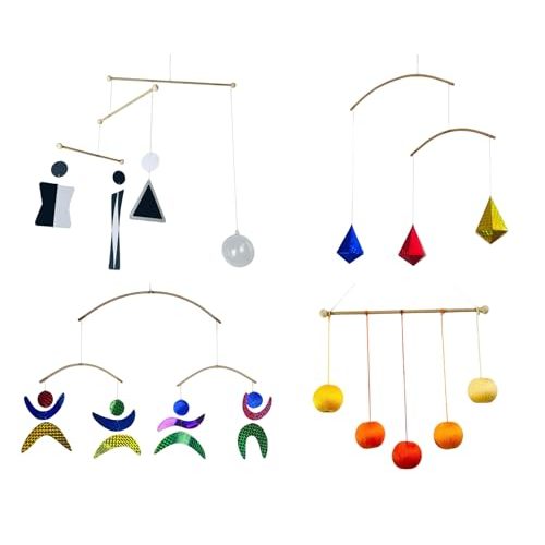 Set of 4 Portable Montessori - Munari, Gobbi, Octahedron, Dancers. Montessori Mobile, Baby Mobile, Hanging Mobile Baby boy and Girl
