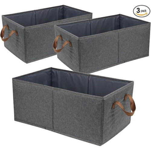 Fordonral Pack of 3 Large Capacity Storage Bins Closet Organizer System, Sturdy Foldable Storage Boxes for Organizing Clothing, Sheets, Toys, Books - Shelf Organizer Shelves Basket Storage Bin