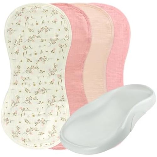 4 Pcs Muslin Changing Pad Liners Fits in Peanut Shape-Pink