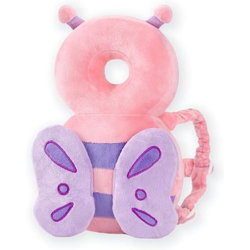 JunNeng Baby Head Protector Backpack, Toddler Walking Fall Head Protection, Pink Butterfly
