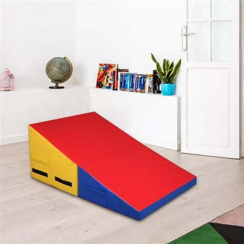 UBesGoo Kids Folding Mixed Colors Incline Mat, 32.7 x 23.6 x 13.4in Slope Gymnastics Wedge Cheese Mat