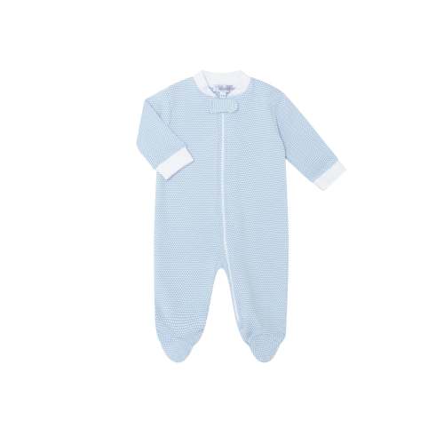 Buy Blue Gingham Zipper Footie | Nellapima