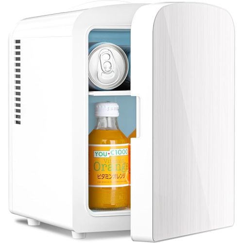 Antarctic Star Compact Refrigerator,Small Cooler for Cosmetics, Beverage and Food,Portable Mini Fridge,Skin Care 4L Capacity/6 Cans, Cooler and Warmer for Bedroom, Car, Office & Dorm,White