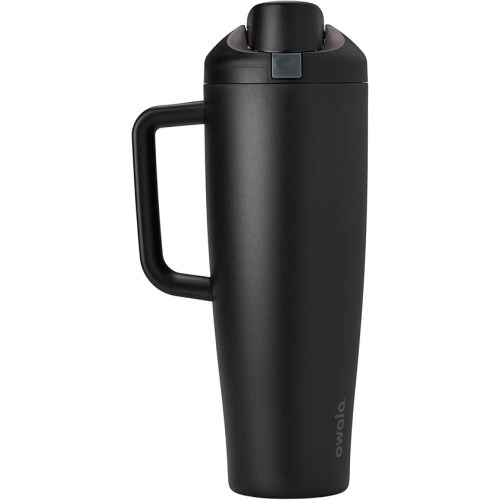 Owala FreeSip Tumbler Insulated Stainless Steel Water Bottle with Built-in Straw and Side Handle, For Travel, Work, School, and Sports, 40oz, BPA Free, Leak Proof, Very, Very Dark