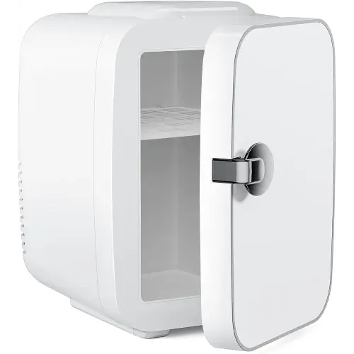 Sweetcrispy Small Refrigerator, Portable Mini Fridge 4L/6 Can Cooler & Warmer Compact Fridges for SkinCare,Food and Drinks, Bedroom, Dorm,Car,Office,White