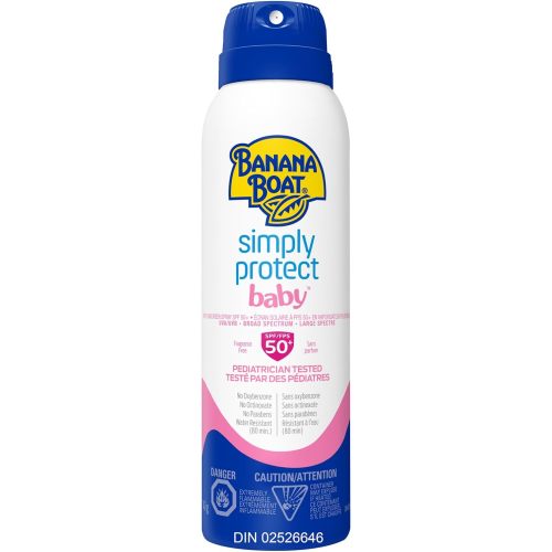 Banana Boat® Simply Protect™ Baby Sunscreen Spray SPF 50+ | Mineral Sunscreen |Gentle on Skin, Pediatrician tested| Fragrance Free, Water Resistant 141g