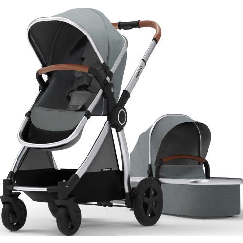 Mompush Ultimate2 Baby Stroller with Bassinet and Adjustable Seat, Silver, 25LB, Unisex