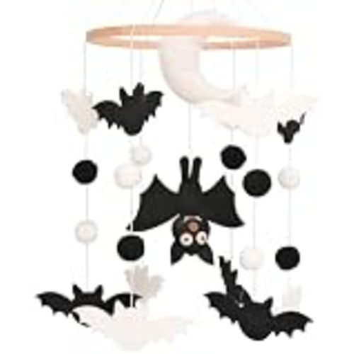 Bat Baby Mobile, Gothic Mobile for Crib, Halloween Crib Mobile for Boys and Girls, Gothic Nursery Mobile for Bassinet, Bat, Moon