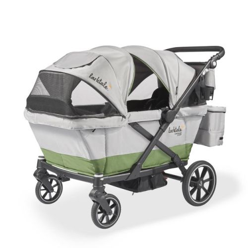 Larktale Caravan Coupe Quad Compact Stroller Wagon with Reclining Seats - Gray/Green