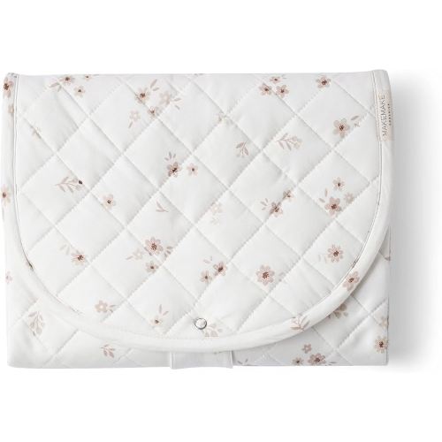 Makemake Organics Organic Portable Changing Pad GOTS Certified Organic Cotton Fill Portable Diaper Changing Mat Diaper Clutch Changing Station Kit Compact Travel Pad (33"x34", Bloom)
