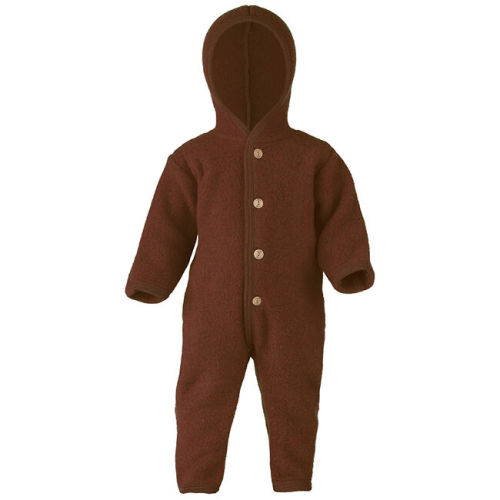 Organic Baby Wool Fleece Hooded Coverall | Cinnamon