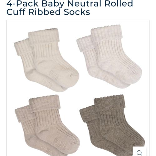 4-Pack Baby Neutral Rolled Cuff Ribbed Socks – Gerber Childrenswear