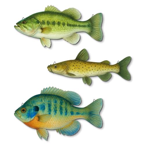 Putuo Decor 3 Pieces Wooden Beach Wall Decor Nautical Fish Wall Art Coastal Home Design for Lake House Bathroom Fishing Lodge