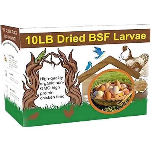 10lb Dried Black Soldier Fly Larvae Chicken Feed,100% Natural Non-GMO BSF Larvae,More Calcium Than Mealworms,High Protein Chickens Treats, Food for Wild Birds, Ducks, Laying Hens