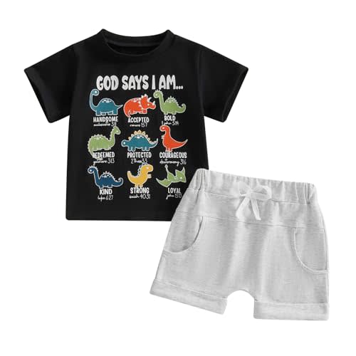 Toddler Boys Summer Clothes Kids Dinosaur Outfit Short Sleeve T Shirt Shorts Sets 6 12 18 24 Months 2T 3T 4T