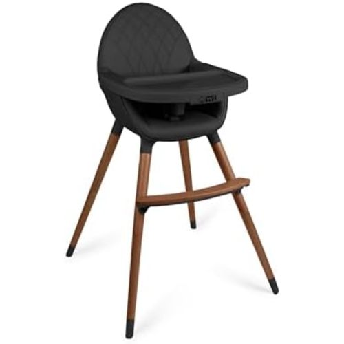 Convertible High Chair for Babies, Toddlers, Kids & Children - Wooden Highchair with Adjustable Height & Dishwasher Safe Tray - Wood Feeding & Dining Chair - Converts to Booster Seat (Black)