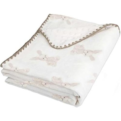 Baby Soft Double Muslin Thick Blanket Dotted Backing Cotton 40X55in Minky Blanket for Crib, Stroller, Travel, Decorative Shower Gifts Baby Essentials Girl&Boy (Rabbit)