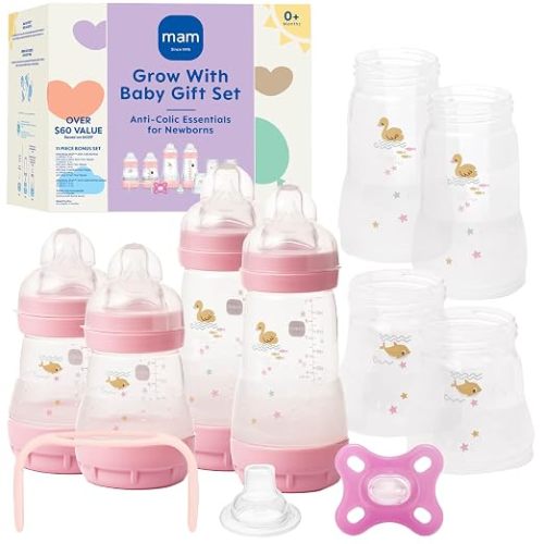 MAM Grow with Baby Anti-Colic+ Bottle & Pacifier Set 0+ Months, Girl