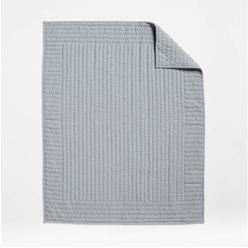 Comfy Tee Stitched Blue 100% Organic Cotton Jersey Crib Quilt