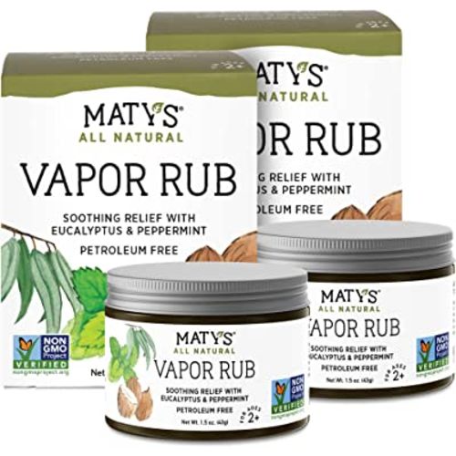 Matys Vapor Rub for Adults and Kids Ages 2+, Natural Chest Rub, Petroleum Free, Made with Coconut Oil, Peppermint, Tea Tree & Eucalyptus, 1.5 oz – 2 Pack
