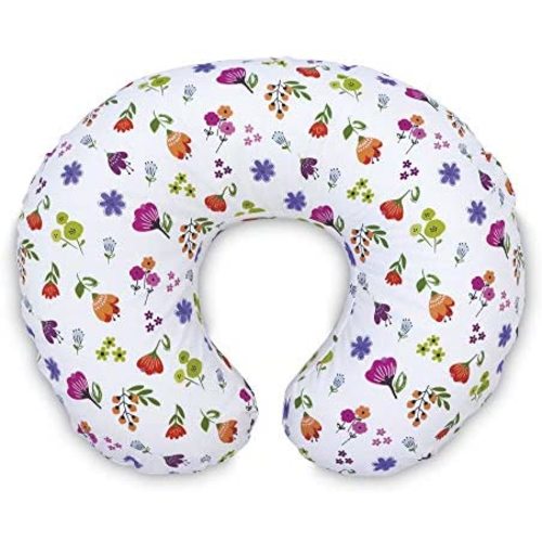 Boppy Nursing Pillow Cover—Original | Bright Blooms | Cotton Blend Fabric | Fits Boppy Bare Naked, Original and Luxe Breastfeeding Pillow | Awake Time Only