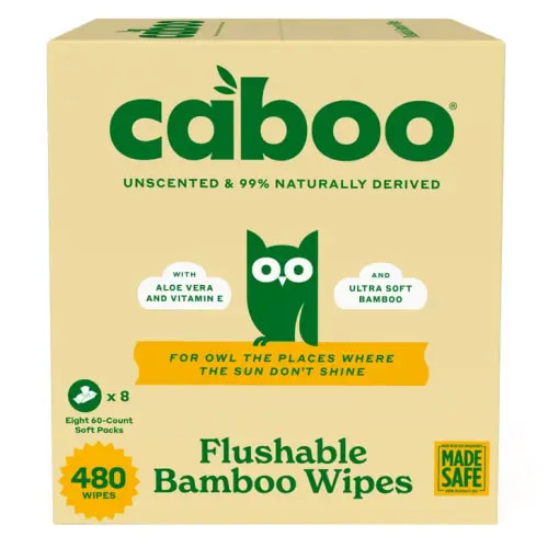 Caboo Unscented Flushable Bamboo Wipes, 480 Wipes | Costco