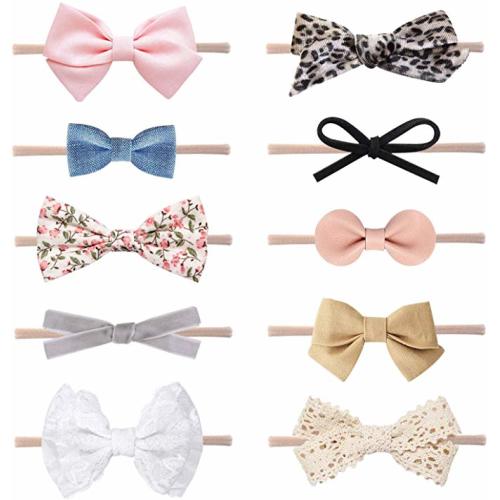 Baby Girl Headbands and Bows, Newborn Infant Toddler Nylon Hairbands Hair Accessories by LittleJoJo