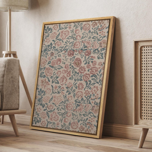 IDEA4WALL Abstract Botanical Vintage French Country Rose Flower Artwork, Illustration Rustic Modern Living Room Pictures, Giclee Canvas Digital Print Framed Wall Art | Wayfair