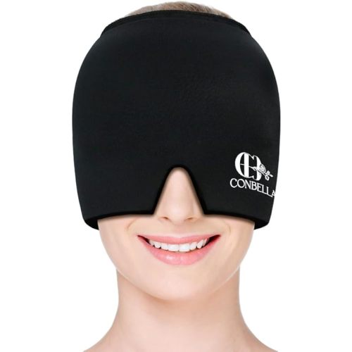 Migraine Relief Cap, Soothing Headache Ice Face Mask Products, Hot and Cold Therapy, Migraine Headache Relief Cap for Migraine, Sinus, Puffy Eyes, Tension, Stress and Hangover(Black)