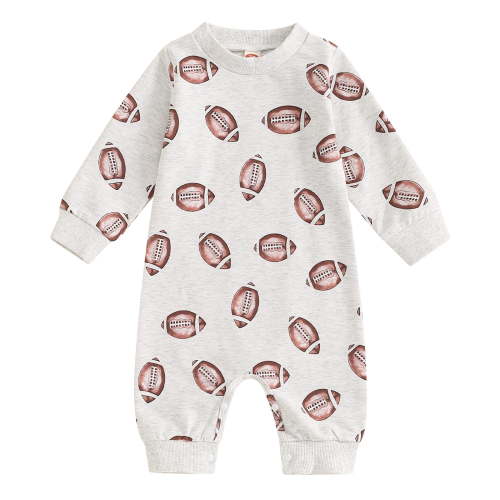 Elippeo Baby Boys Girls Jumpsuits Long Sleeve Round Neck Football Print Rompers Newborn Clothes 3 6 12 18 Months