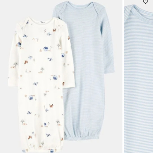 Baby 2-Pack Sleeper Gowns - Blue/White | Carter's Preemie & Newborn