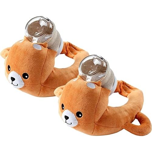 WidenToey Plush Bottle Holder Pillow, Hands Free Bottle Holder Feeding Assistant, Ergonomic Bottle Support Cushion, Soft Animal Cover Protector, Machine Washable (Brown*2pcs)
