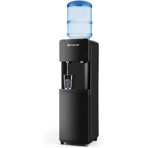 Water Coolers 5 Gallon Top Load,Hot/Cold Water Cooler Dispenser, Innovative Slim Design Energy Saving Freestanding with Child Safety Lock for Home or Office Black