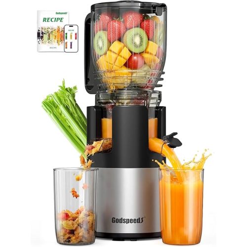 Juicer Machines with 5.8" Large Feed Chute, Slow Masticating Cold Press Juicer for Whole Fruits & Vegetables, Easy to Clean Design, High Juice Yield Home Juicer for Daily Wellness