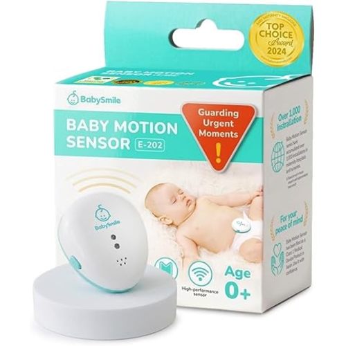 BabySmile E-202 Baby Movement & Sleep Monitor | Motion Sensor with Safety Alerts, Arousal Vibration & Portable Clip-On Design | Smart Baby Sleep Support (White)