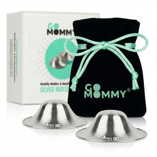Go Mommy Solid 925 Sterling Silver Nursing Cups — Nipple Covers for Breastfeeding, Nipple Shields for Nursing Newborn, Nickel-Free Breastfeeding Essentials, Regular Size